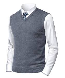 Herothorn Herren Pullunder Weste Ärmellose Strickweste Slim Fit Gestrickt Pulloverwestee Klassische Business Golfweste Wollweste Strickwaren von Herothorn