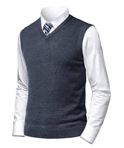 Herothorn Herren Pullunder Weste Ärmellose Strickweste Slim Fit Gestrickt Pulloverwestee Klassische Business Golfweste Wollweste Strickwaren von Herothorn