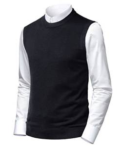 Herothorn Herren Pullunder Weste Ärmellose Strickweste Slim Fit Gestrickt Pulloverwestee Klassische Business Golfweste Wollweste Strickwaren von Herothorn