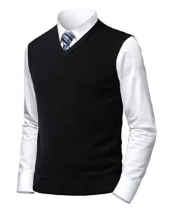 Herothorn Herren Pullunder Weste Ärmellose Strickweste Slim Fit Gestrickt Pulloverwestee Klassische Business Golfweste Wollweste Strickwaren von Herothorn