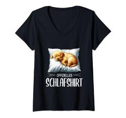 Damen Offizielles Schlafshirt Hund Schlafanzug Labrador Retriever T-Shirt mit V-Ausschnitt von Herren Damen Kinder Nachthemd Hunde Pyjama