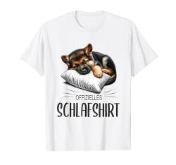 Offizielles Schlafshirt Hund Schlafanzug Schäferhund T-Shirt von Herren Damen Kinder Nachthemd Hunde Pyjama