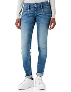 Herrlicher Damen Pitch Slim Organic Denim Jeans, Blue sea L32, W25/L32 von Herrlicher