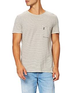 Herrlicher Herren Ronny Cotton Linen Mix T-Shirt, Marine 12, M von Herrlicher