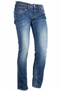 Herrlicher Piper Slim Stretchjeans Hose Pants Damen Used Look Denim, Farbe:dunkelblau, Hosengrößen:W27, Hosenlänge:L30 von Herrlicher