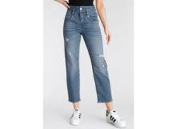 High-waist-Jeans HERRLICHER "Pitch HI Tap Denim Stretch" Gr. 27, N-Gr, blau (medium blue) Damen Jeans von Herrlicher