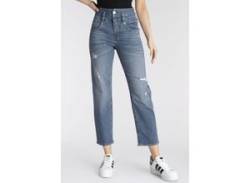High-waist-Jeans HERRLICHER "Pitch HI Tap Denim Stretch" Gr. 31, N-Gr, blau (medium blue) Damen Jeans von Herrlicher
