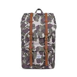 Herschel Unisex-Erwachsene Little America Backpack Rucksack, Kunstleder Frosch camo/Hellbraun, Classic 25L von Herschel