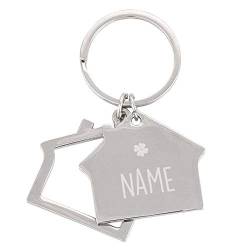 Herz & Heim® Schlüsselanhänger mit Gravur Glück im Haus mit Ihrem Wunschnamen von Herz & Heim