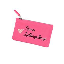 Herz & Heim® Tasche für Kosmetik in pink - Lieblingsdinge - mit Aufdruck des Wunschnamens von Herz & Heim