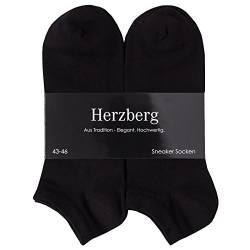Herzberg Sneaker Socken für Damen Herren 12 Paar (as3, numeric, numeric_35, numeric_38, regular, regular, Schwarz) von Herzberg