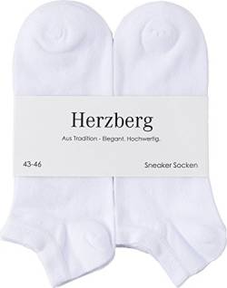 Herzberg Sneaker Socken für Damen Herren 12 Paar (as3, numeric, numeric_43, numeric_46, regular, regular, Weiß) von Herzberg