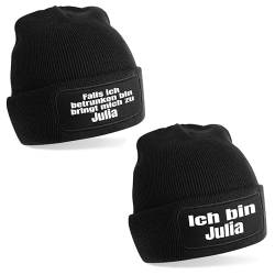 2er Set Beanie Strickmützen mit Spruch und Wunschnamen personalisiert | Falls ich betrunken bin | schwarz | Unisex SoftTouch angenehm weiche und warme Wintermützen | OneSize für Erwachsene von Herzbotschaft