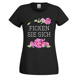 Damen T-Shirt schwarz Modell: Ficken Sie Sich von Herzbotschaft