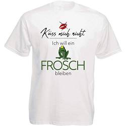 Herren T-Shirt Weiss Modell: Küss Mich Nicht - Ich Will EIN Frosch bleiben. von Herzbotschaft