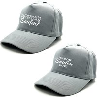 Herzbotschaft Baseball Cap 2er Set Schirmmützen mit Spruch KÖNNEN WIR DAS SAUFEN-JO One Size durch verstellbaren Klettverschluss von Herzbotschaft