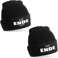 Herzbotschaft Beanie 2er Set Beanies Strickmütze mit Spruch DAS ENDE NAHT - DAS ENDE (Mütze mit Aufdruck, Skimützen) Unisex SoftTouch angenehm weiche und warme Wintermütze Einheitsgröße von Herzbotschaft