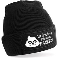 Herzbotschaft Beanie Strickmütze Beanie mit Spruch Aus dem Weg. Ich muss KACKEN (Mütze mit Aufdruck, Skimütze) Unisex SoftTouch angenehm weiche und warme Wintermütze Einheitsgröße von Herzbotschaft