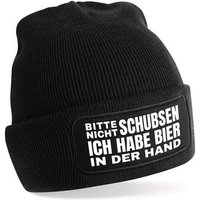 Herzbotschaft Beanie Strickmütze Beanie mit Spruch BITTE NICHT SCHUBSEN (Mütze mit Aufdruck, Skimütze) Unisex SoftTouch angenehm weiche und warme Wintermütze Einheitsgröße von Herzbotschaft