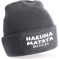 Herzbotschaft Beanie Strickmütze Beanie mit Spruch HAKUNA MATATA BITCH (Mütze mit Aufdruck, Skimütze) Unisex SoftTouch angenehm weiche und warme Wintermütze Einheitsgröße von Herzbotschaft