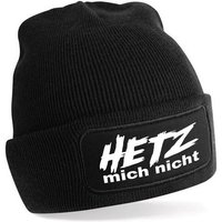 Herzbotschaft Beanie Strickmütze Beanie mit Spruch HETZ mich nicht (Mütze mit Aufdruck, Skimütze) Unisex SoftTouch angenehm weiche und warme Wintermütze Einheitsgröße von Herzbotschaft