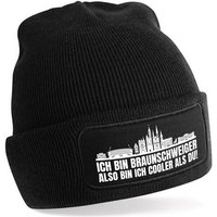 Herzbotschaft Beanie Strickmütze Beanie mit Spruch ICH BIN BRAUNSCHWEIGER (Mütze mit Aufdruck, Skimütze) Unisex SoftTouch angenehm weiche und warme Wintermütze Einheitsgröße von Herzbotschaft