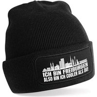 Herzbotschaft Beanie Strickmütze Beanie mit Spruch ICH BIN FREIBURGER (Mütze mit Aufdruck, Skimütze) Unisex SoftTouch angenehm weiche und warme Wintermütze Einheitsgröße von Herzbotschaft