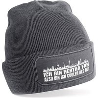 Herzbotschaft Beanie Strickmütze Beanie mit Spruch ICH BIN HERTHA FAN (Mütze mit Aufdruck, Skimütze) Unisex SoftTouch angenehm weiche und warme Wintermütze Einheitsgröße von Herzbotschaft