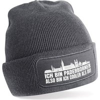 Herzbotschaft Beanie Strickmütze Beanie mit Spruch ICH BIN PADERBORNER (Mütze mit Aufdruck, Skimütze) Unisex SoftTouch angenehm weiche und warme Wintermütze Einheitsgröße von Herzbotschaft