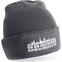 Herzbotschaft Beanie Strickmütze Beanie mit Spruch ICH BIN ROSTOCKER (Mütze mit Aufdruck, Skimütze) Unisex SoftTouch angenehm weiche und warme Wintermütze Einheitsgröße von Herzbotschaft