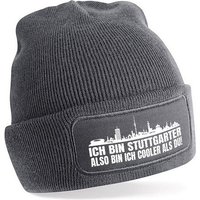 Herzbotschaft Beanie Strickmütze Beanie mit Spruch ICH BIN STUTTGARTER (Mütze mit Aufdruck, Skimütze) Unisex SoftTouch angenehm weiche und warme Wintermütze Einheitsgröße von Herzbotschaft