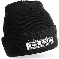 Herzbotschaft Beanie Strickmütze Beanie mit Spruch ICH BIN WERDER FAN (Mütze mit Aufdruck, Skimütze) Unisex SoftTouch angenehm weiche und warme Wintermütze Einheitsgröße von Herzbotschaft