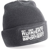 Herzbotschaft Beanie Strickmütze Beanie mit Spruch IST DER BAUER RUINIERT (Mütze mit Aufdruck, Skimütze) Unisex SoftTouch angenehm weiche und warme Wintermütze Einheitsgröße von Herzbotschaft