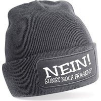 Herzbotschaft Beanie Strickmütze Beanie mit Spruch NEIN! SONST NOCH FRAGEN? (Mütze mit Aufdruck, Skimütze) Unisex SoftTouch angenehm weiche und warme Wintermütze Einheitsgröße von Herzbotschaft