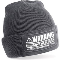 Herzbotschaft Beanie Strickmütze Beanie mit Spruch WARNUNG GRUMPY OLD MAN (Mütze mit Aufdruck, Skimütze) Unisex SoftTouch angenehm weiche und warme Wintermütze Einheitsgröße von Herzbotschaft