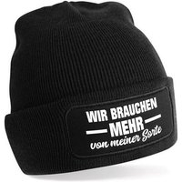 Herzbotschaft Beanie Strickmütze Beanie mit Spruch WIR BRAUCHEN MEHR von meiner Sorte (Mütze mit Aufdruck, Skimütze) Unisex SoftTouch angenehm weiche und warme Wintermütze Einheitsgröße von Herzbotschaft