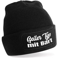 Herzbotschaft Beanie Strickmütze Beanie mit Spruch mit Spruch Geiler Typ mit Bart (Mützen mit Aufdruck, Skimütze) Unisex SoftTouch angenehm weiche und warme Wintermütze Einheitsgröße von Herzbotschaft