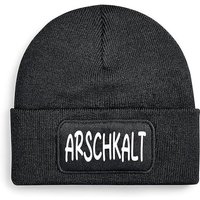 Herzbotschaft Beanie Strickmütze mit Spruch ARSCHKALT Unisex Mütze angenehm weiche und warme Wintermütze Einheitsgröße von Herzbotschaft