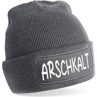 Herzbotschaft Beanie Strickmütze mit Spruch ARSCHKALT Unisex Mütze angenehm weiche und warme Wintermütze Einheitsgröße von Herzbotschaft