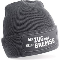 Herzbotschaft Beanie Strickmütze mit Spruch DER ZUG HAT KEINE BREMSE (Mütze mit Aufdruck, Skimütze) Unisex SoftTouch angenehm weiche und warme Wintermütze Einheitsgröße von Herzbotschaft