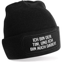 Herzbotschaft Beanie Strickmütze mit Spruch ICH BIN DER TIM, UND ICH BIN AUCH DABEI! (Mütze mit Aufdruck, Skimütze) Unisex SoftTouch angenehm weiche und warme Wintermütze Einheitsgröße von Herzbotschaft