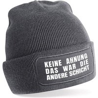 Herzbotschaft Beanie Strickmütze mit Spruch KEINE AHNUNG DAS WAR DIE ANDERE SCHICHT (Mütze mit Aufdruck, Skimütze) Unisex SoftTouch angenehm weiche und warme Wintermütze Einheitsgröße von Herzbotschaft