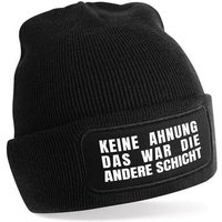 Herzbotschaft Beanie Strickmütze mit Spruch KEINE AHNUNG DAS WAR DIE ANDERE SCHICHT (Mütze mit Aufdruck, Skimütze) Unisex SoftTouch angenehm weiche und warme Wintermütze Einheitsgröße von Herzbotschaft