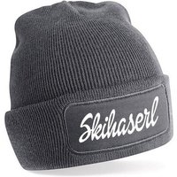 Herzbotschaft Beanie Strickmütze mit Spruch Skihaserl (Mütze mit Aufdruck, Skimütze) Unisex SoftTouch angenehm weiche und warme Wintermütze Einheitsgröße von Herzbotschaft