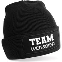 Herzbotschaft Beanie Strickmütze mit Spruch TEAM WEISSBIER (Mütze mit Aufdruck, Skimütze) Unisex SoftTouch angenehm weiche und warme Wintermütze Einheitsgröße von Herzbotschaft