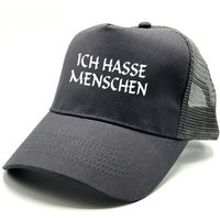 Herzbotschaft Trucker Cap Basecap mit Spruch ICH HASSE MENSCHEN One Size durch verstellbaren Klip-Verschluss von Herzbotschaft