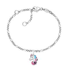 Herzengel Mädchen Kinder Armband aus Sterling Silber und einem Anhänger mit buntem Einhorn aus Emaille - Karabinerverschluss - längenverstellbar - nickelfrei von Herzengel