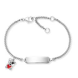 Herzengel Mädchen Kinder Armband aus Sterling Silber und einem Teddybär Anhänger mit rotem Emaille Herz - Gravurplatte - Karabinerverschluss - längenverstellbar - nickelfrei von Herzengel