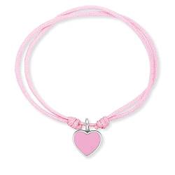 Herzengel Mädchen Kinder Armband aus rosa Nylon und einem Herz Anhänger aus rosa Emaille - Ösenverschluss - längenverstellbar - nickelfrei von Herzengel