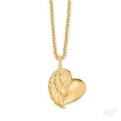 Herzengel Mädchen Kinder Halskette aus vergoldetem Sterling Silber und einem Herzflügel Anhänger in Gold - Karabinerverschluss - längenverstellbar - nickelfrei von Herzengel